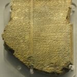 Fragment einer Tontafel aus dem Gilgamesch-Epos aus dem 7. Jhd. v. Chr., gefunden in Niniveh (heute Mossul)